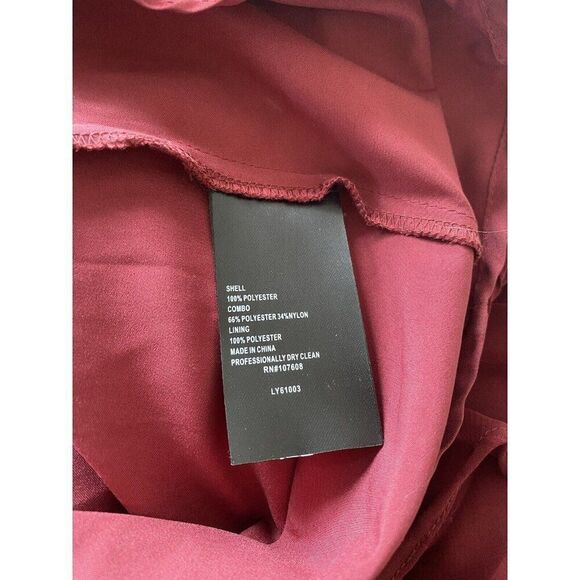 Laundry By Shelli Segal Dress Gown Deep Red Dark Pleated Long Maxi 12 Sleeveless - Picture 7 of 7